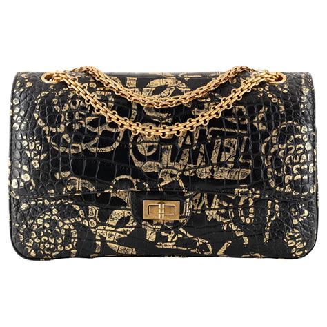 Chanel Reissue 2.55 Flap Bag Graffiti Crocodile Embossed 